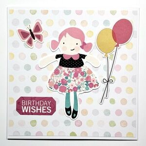 Handmade Little Girl Birthday Greeting Card
